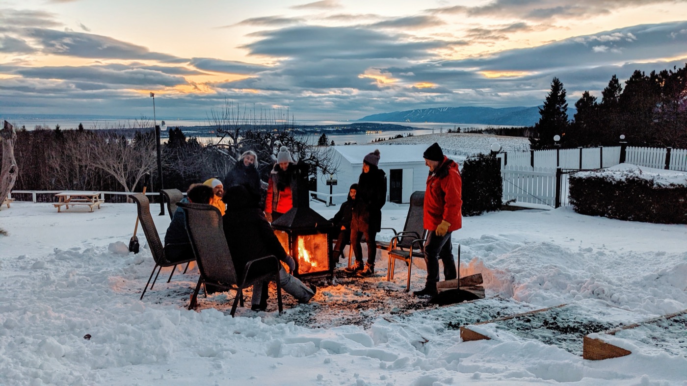 Feu ext&eacute;rieur en hiver